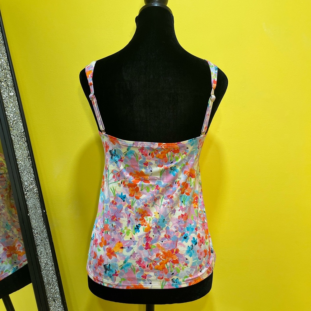 Liz Claiborne Floral Convertible Tankini Top Size 8 - Picture 3 of 12